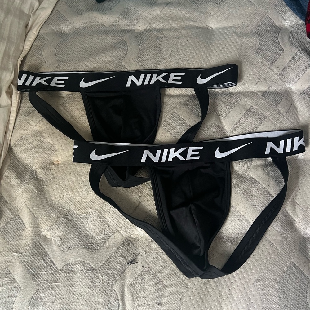 2 black nike jockstraps size x-large
